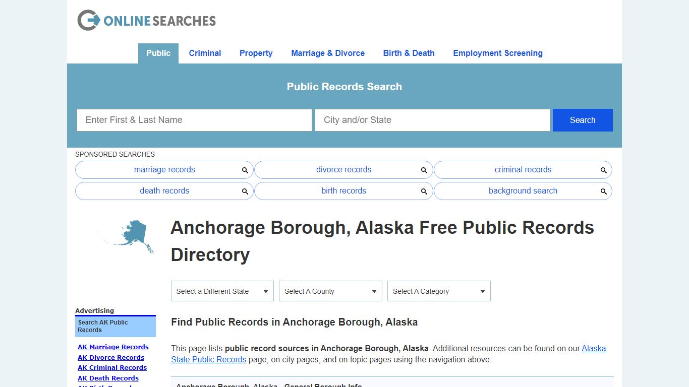 Anchorage Borough, Alaska Public Records Directory