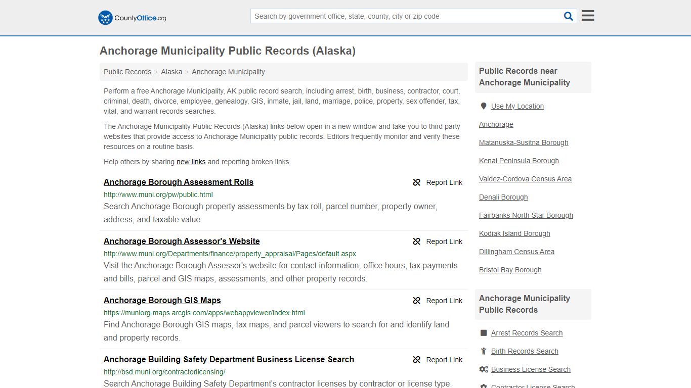 Anchorage Municipality Public Records (Alaska) - County Office