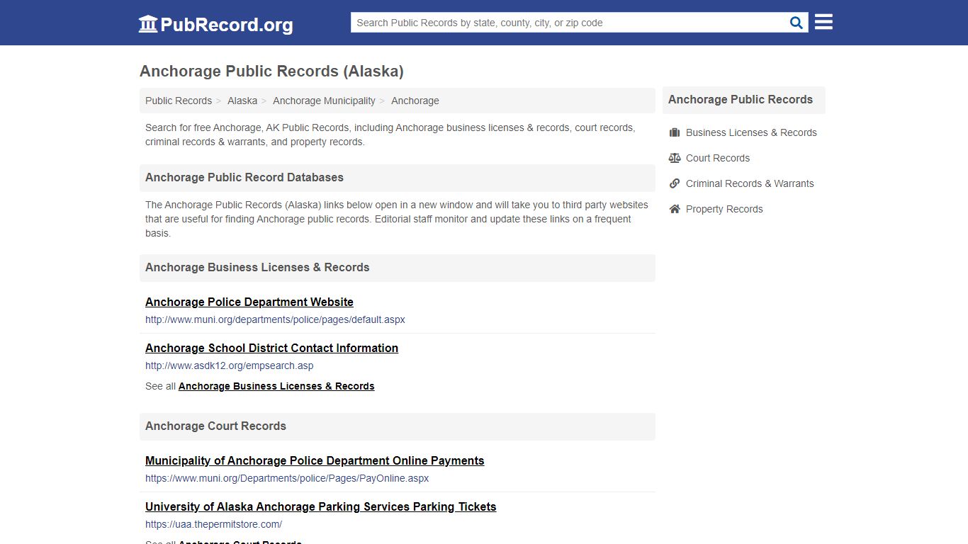 Free Anchorage Public Records (Alaska Public Records) - PubRecord.org