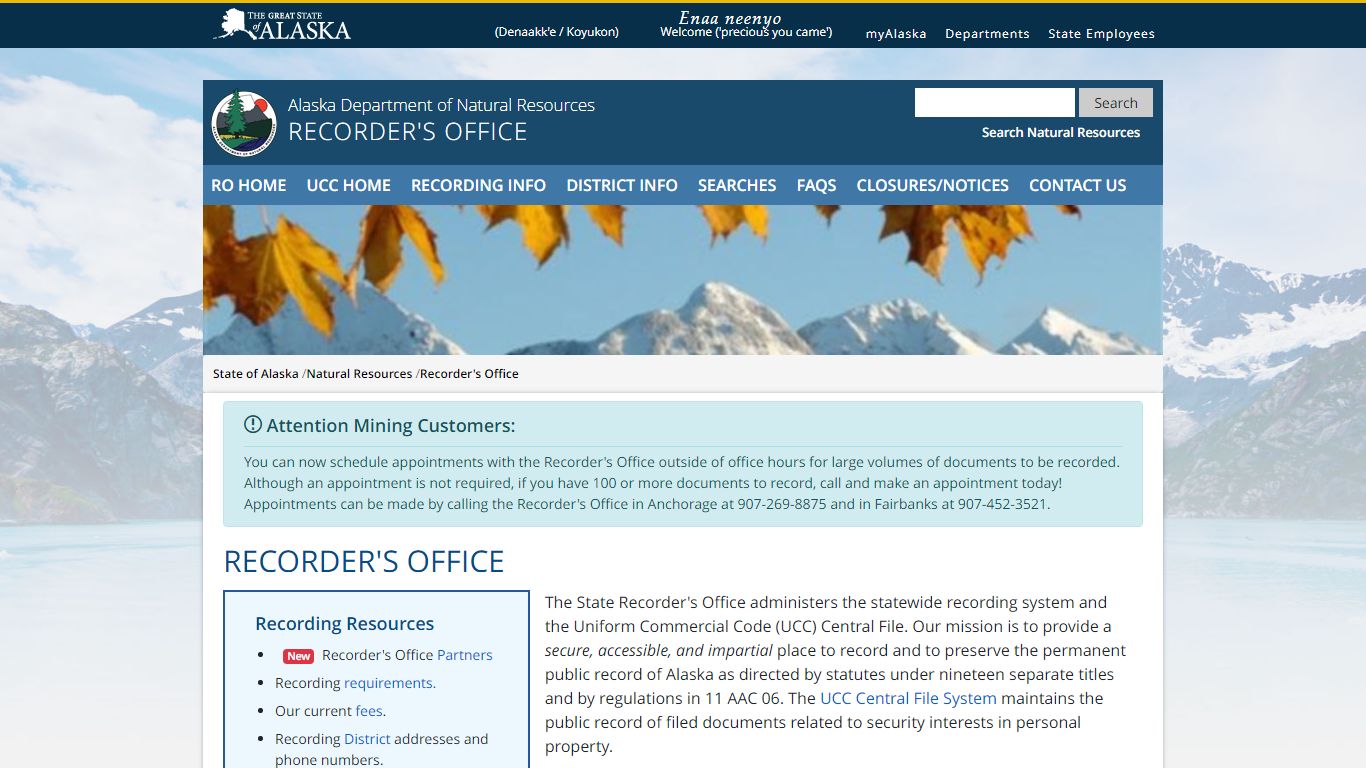 DNR Recorder's Office - Alaska